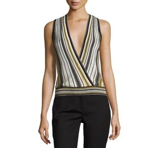Diane von Furstenburg Velda Metallic Striped Surplice Top